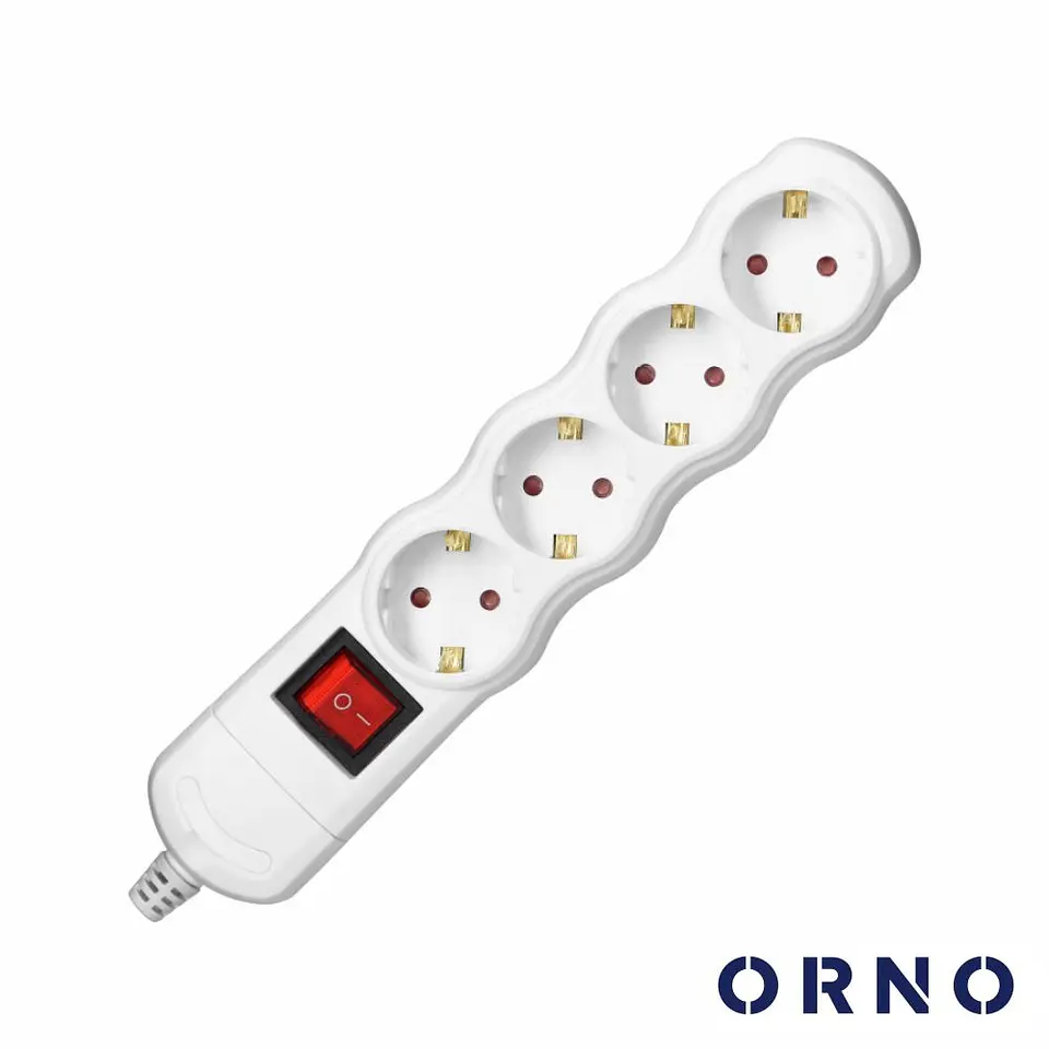 Extensão Elétrica 4x Schuko C/ Interruptor Branca ORNO 1
