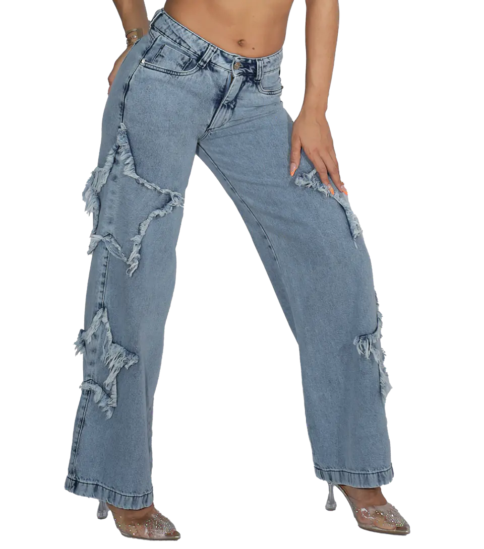 Jeans Estrellas Azul Dirty 36 4