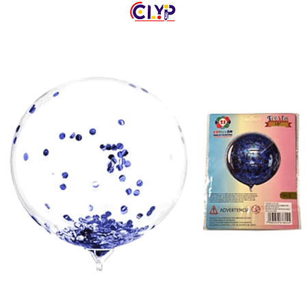 Globo burbuja 45 cm relleno azul un