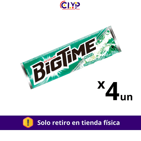 Chicle Bigtime menta 11gr x 4 un