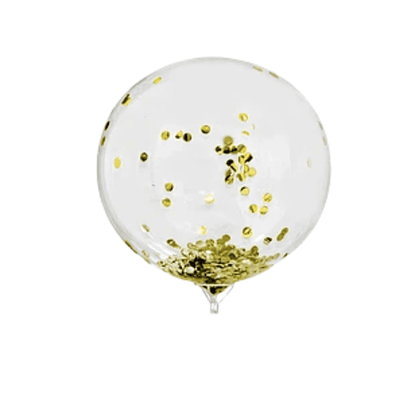 Globo burbuja 45 cm relleno dorado un