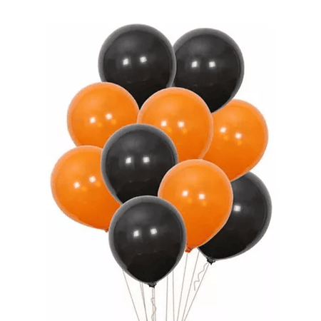 Globos negros y naranjos R9 látex 50un