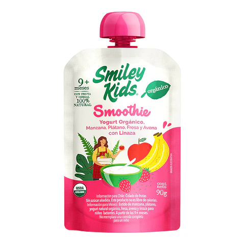 Smoothie Orgánico Manzana Plátano Fresa Avena Linaza - 18 unds