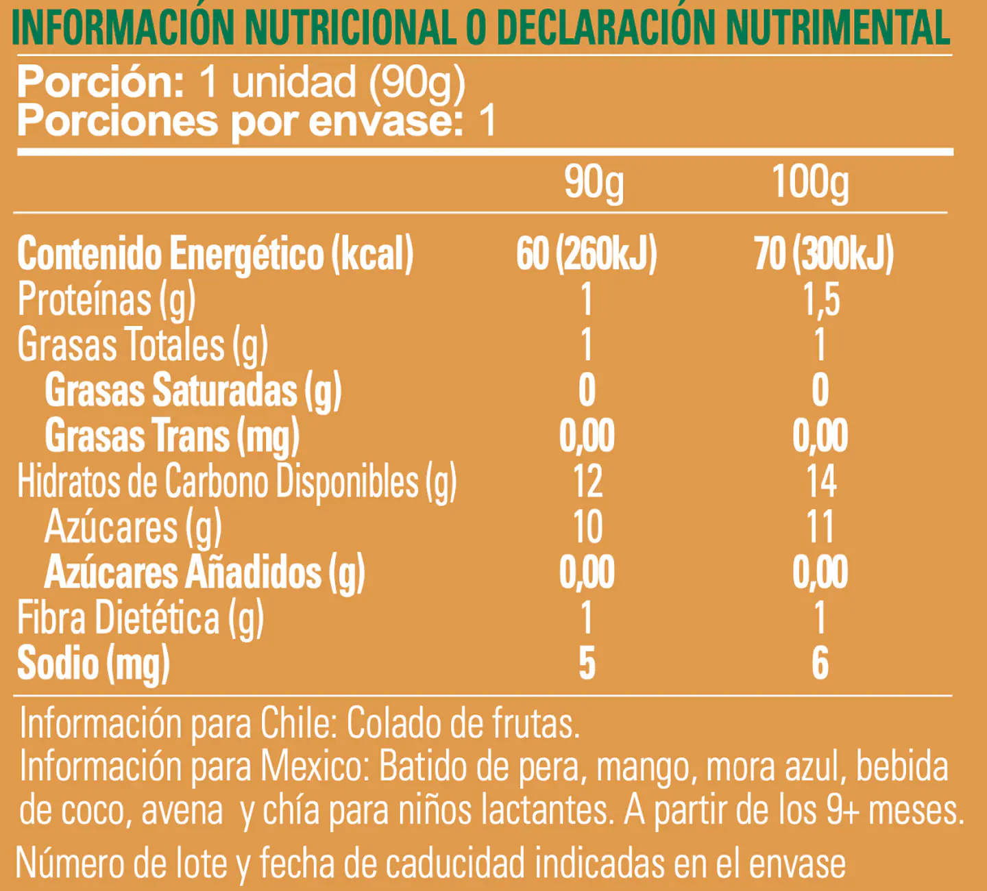 Smoothie Orgánico Pera Mango Arándano Avena Chia - 18 unds 2