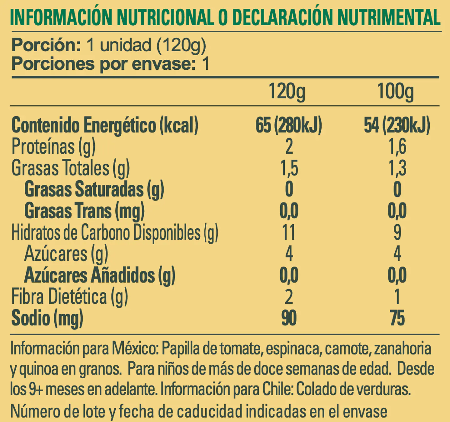 Orgánico Verduras con Quínoa - 24 unds 2