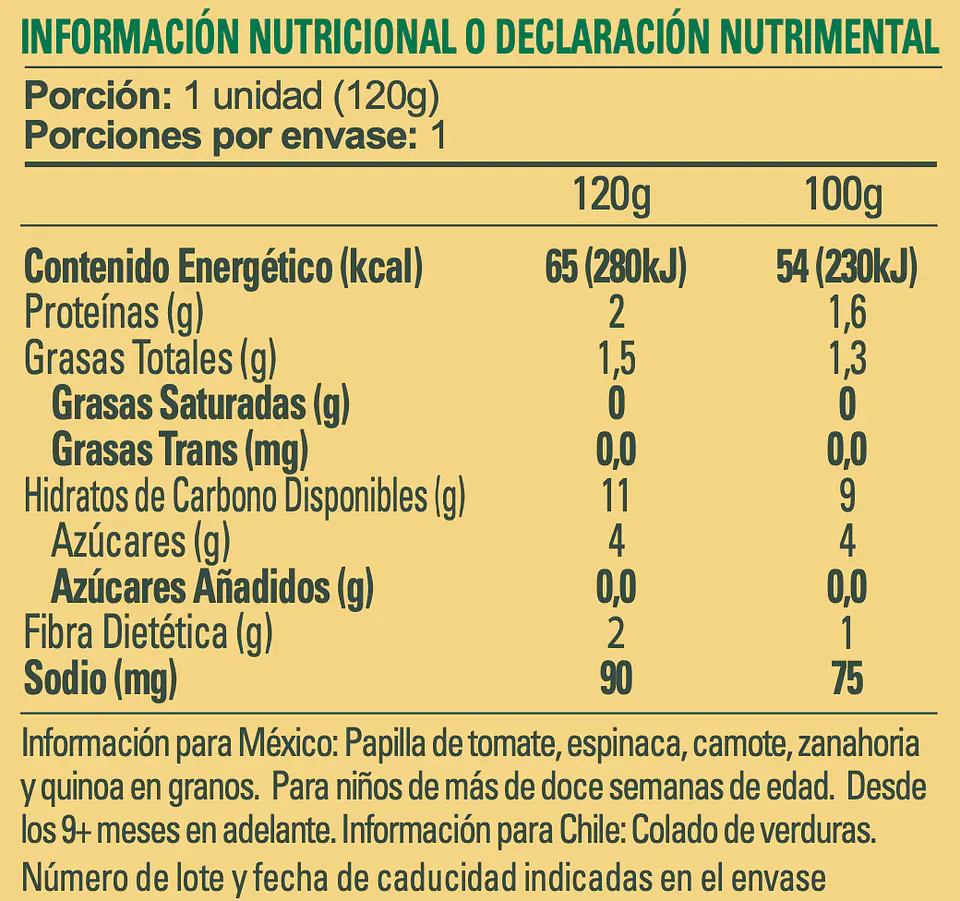 Orgánico Verduras con Quínoa - 24 unds 2