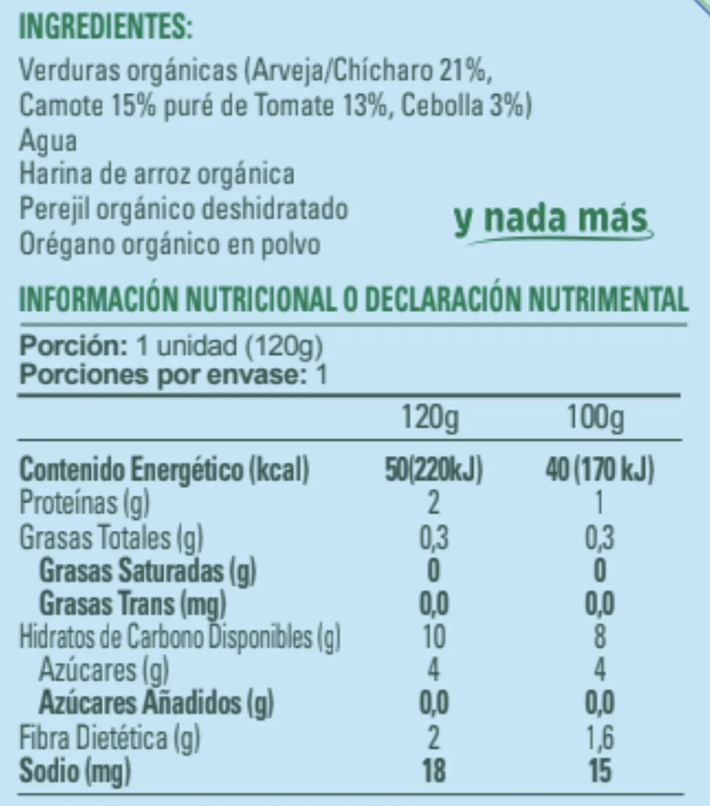 Orgánico Verduras con Arroz - 24 unds 2