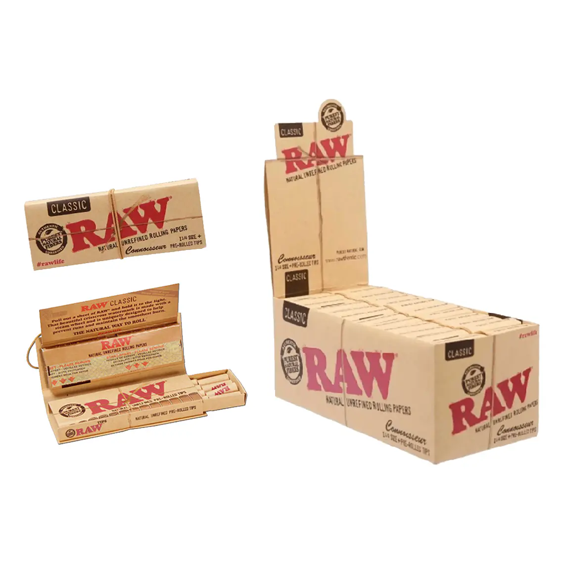 PAPELILLOS RAW CONNOISSEUR PRE ROLLED 1 1/4 1