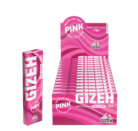 PAPELILLOS GIZEH PINK KING SIZE + TIPS 26 unid.