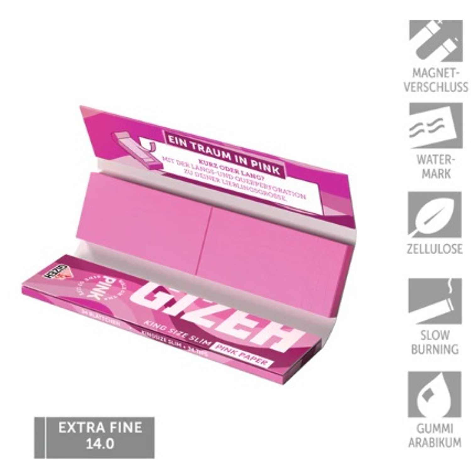 PAPELILLOS GIZEH PINK KING SIZE + TIPS 26 unid. 2