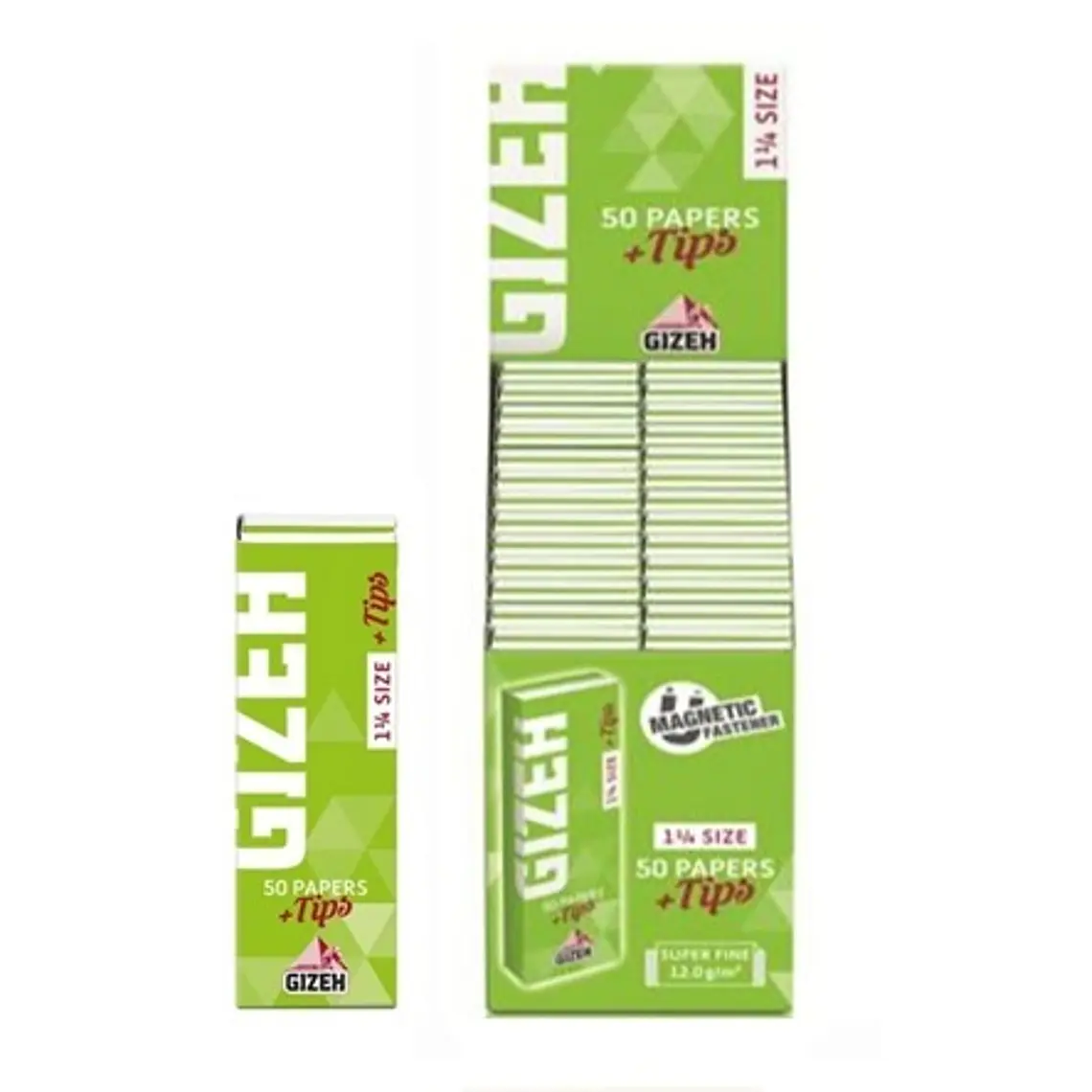 PAPELILLOS GIZEH VERDE 1 1/4 + TIPS 26 unid. 1