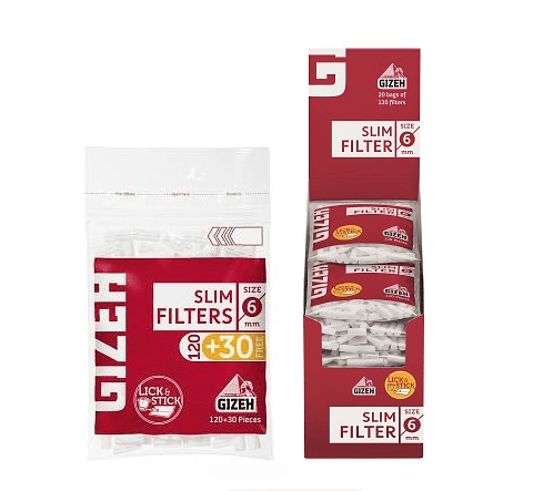 FILTRO GIZEH SLIM ROJO CON PEGAMENTO (120 + 30)