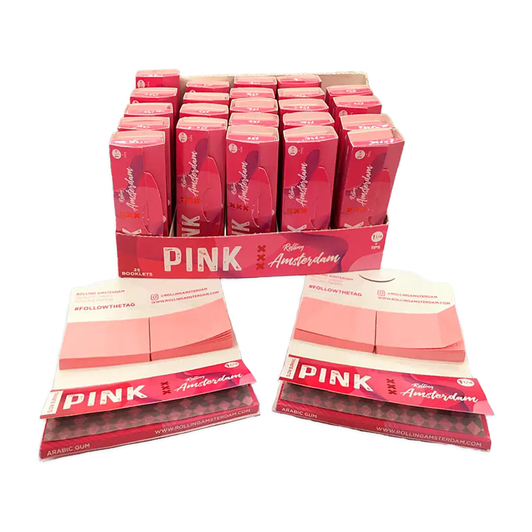PAPELILLOS PINK + TIPS ROLLING AMSTERDAM 1 1/4 1