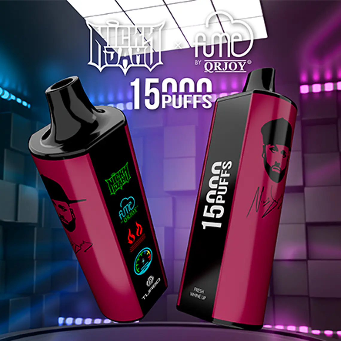 Vape Fume Nicky Jam 15.000 Puff Fresh Whine Up (Strawberry Watermelon) 3