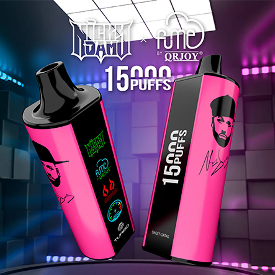 Vape Fume Nicky Jam 15.000 Puff  Sweet Gatas (Strawberry, banana) 3