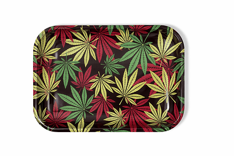 BANDEJA METALICA DISSEÑO HOJAS 29 * 19 cm.