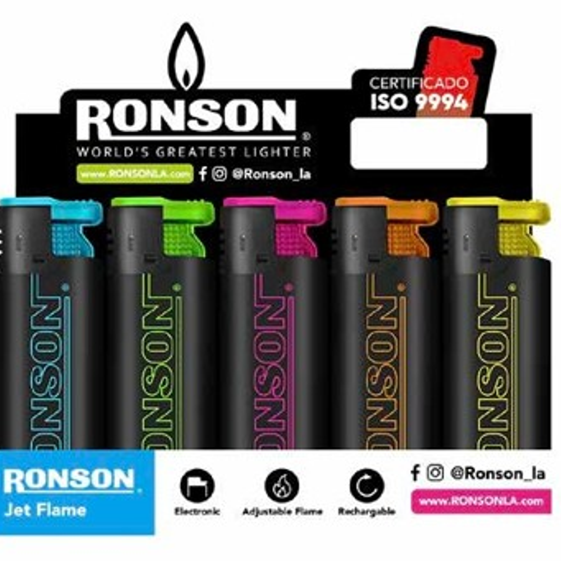 ENCENDEDOR RONSON JET FLAME NEON 1