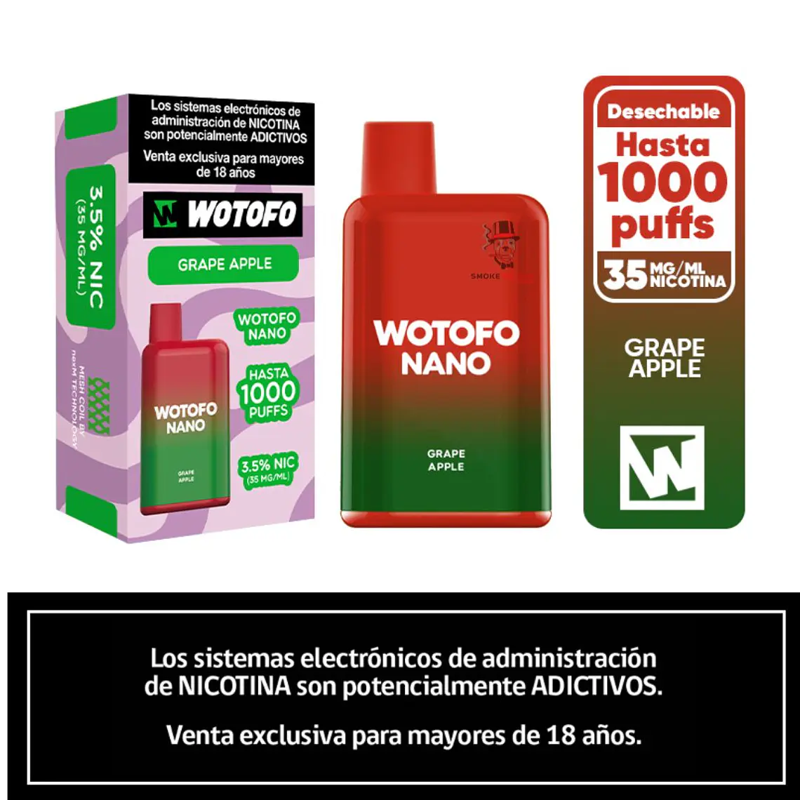 Wotofo Nano 1000 Puffs – Grape Apple 1