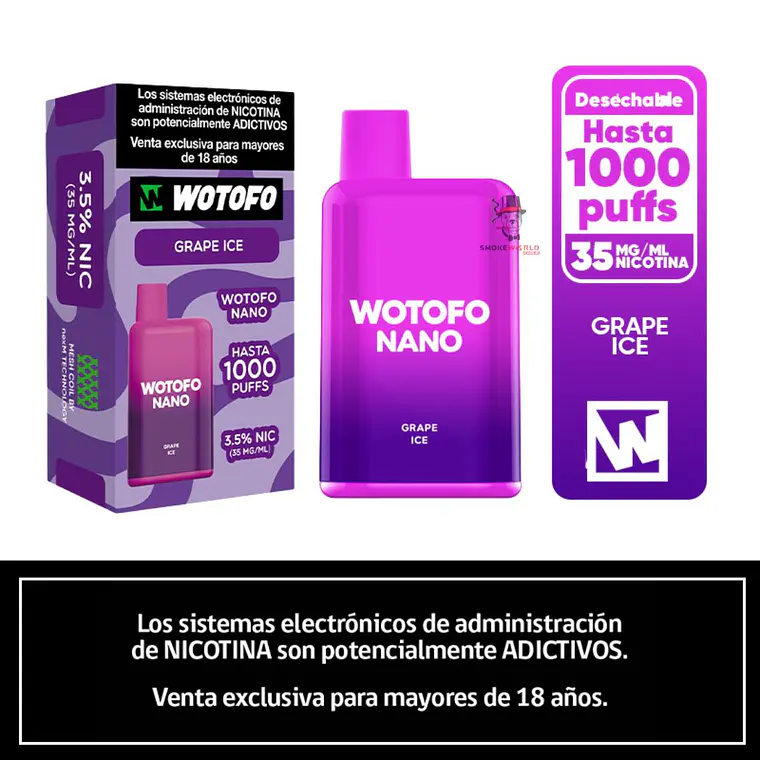 Wotofo Nano 1000 Puffs – Grape Ice 1