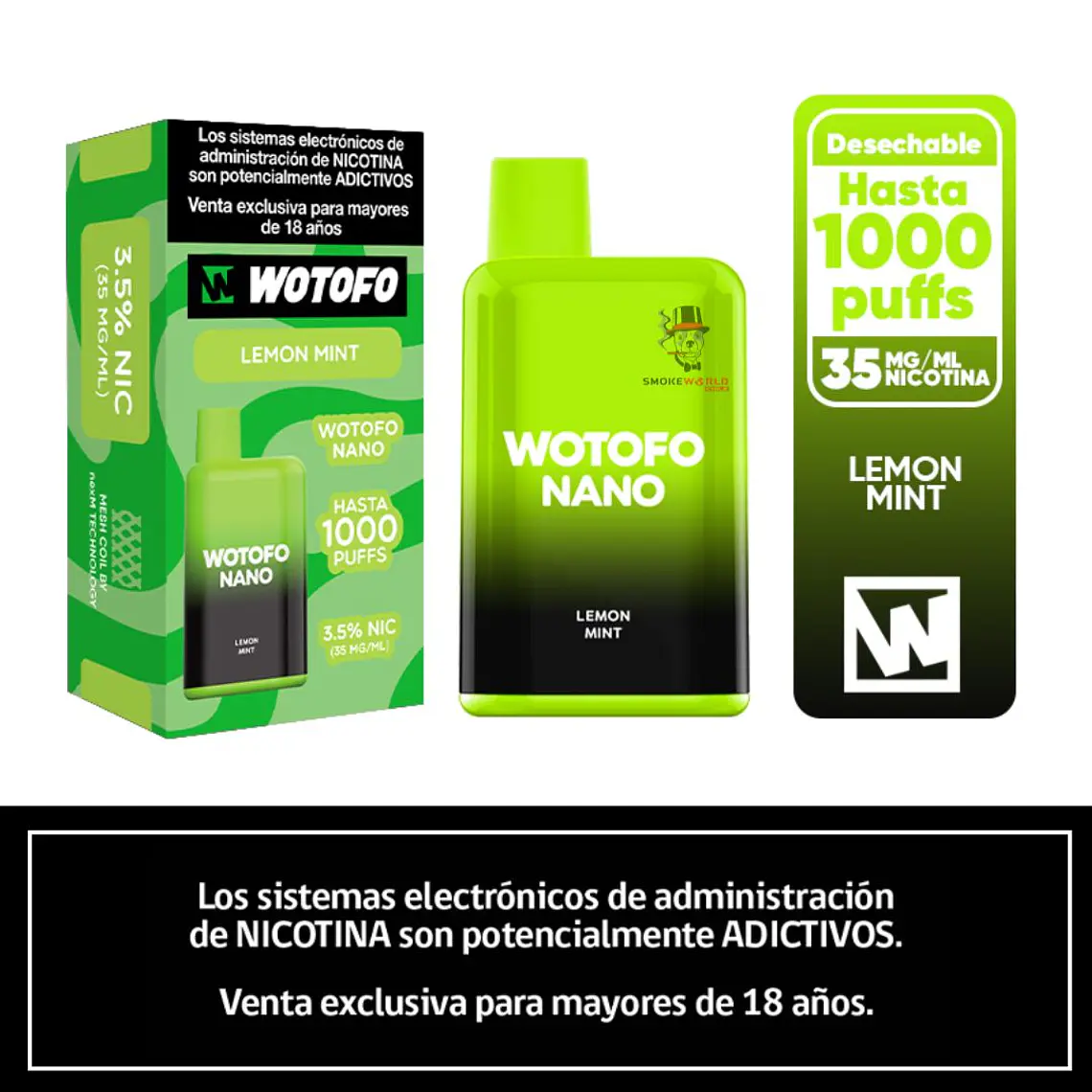 Wotofo Nano 1000 Puffs – Lemon Mint 1