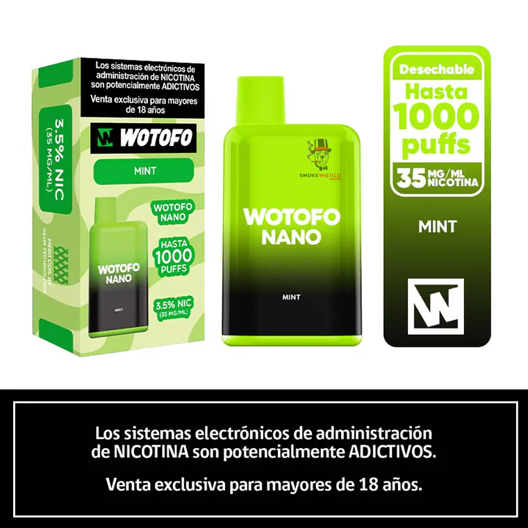 Wotofo Nano 1000 Puffs – Mint 1