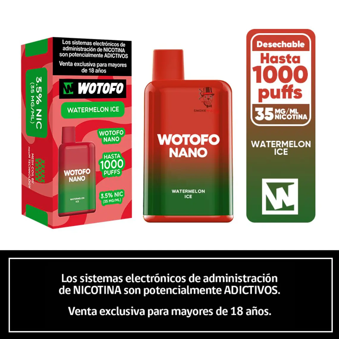 Wotofo Nano 1000 Puffs – Watermelon Ice 1