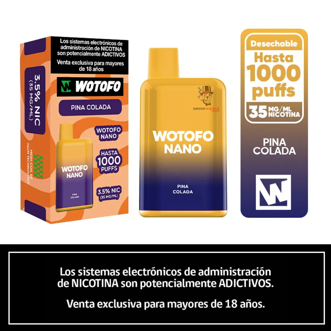 Wotofo Nano 1000 Puffs – Piña Colada 1