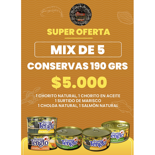 Mix de 5 conservas 190 g- Costa Tenglo ★★★★★ 