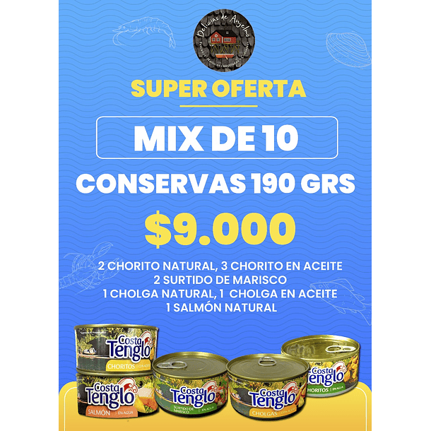 Mix de 10 conservas 190 g- Costa Tenglo ★★★★★ 