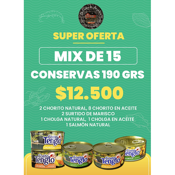Mix de 15 conservas 190 g- Costa Tenglo ★★★★★ 