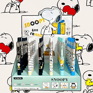 Lápices tinta gel 0.5 color negro Snoopy 