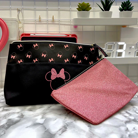 COSMETIQUERO + ESTUCHE MINNIE GLITTER