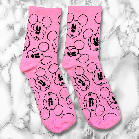 CALCETIN MEDIA CAÑA MICKEY ROSADO