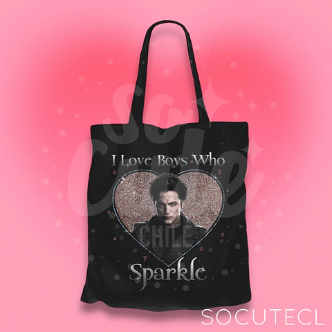 TOTE BAG I LOVE BOYS WHO SPARKLE TWILIGHT CREPÚSCULO 