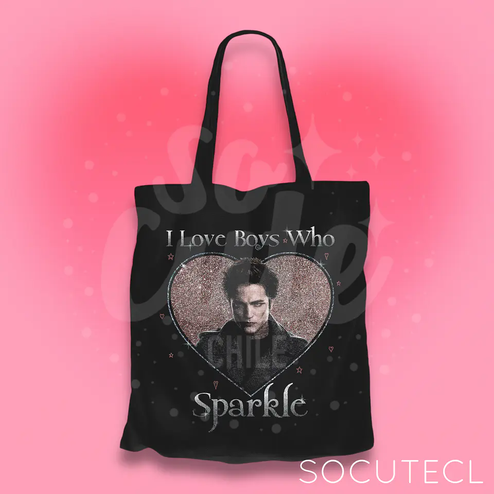 TOTE BAG I LOVE BOYS WHO SPARKLE TWILIGHT CREPÚSCULO  1