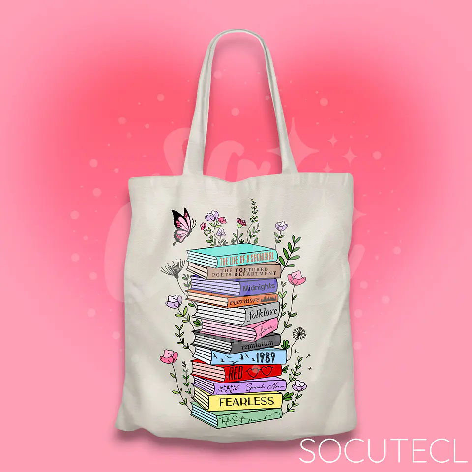 TOTE BAG TAYLOR SWIFT ALBUM BOOKS COLORES 1