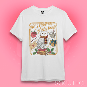 POLERA MERRY CHRISTMAS YA FILTHY MUGGLE - BLANCO