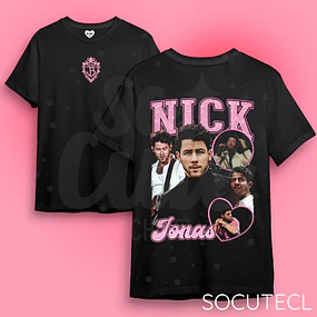 POLERA NICK JONAS DTG + GLITTER (FRENTE Y ESPALDA)