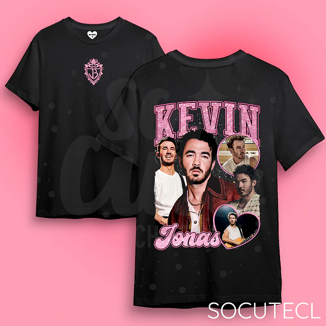 POLERA KEVIN JONAS DTG + GLITTER (FRENTE Y ESPALDA)