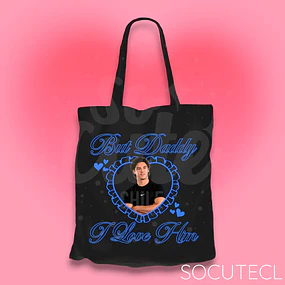 TOTE BAG G. GRAHAM BUT DADDY I LOVE HIM - HOCKEY BOYS - NEGRO