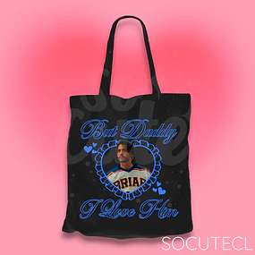TOTE BAG J. LOGAN BUT DADDY I LOVE HIM - HOCKEY BOYS - NEGRO