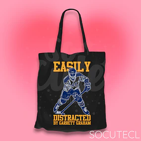 TOTE BAG G. GRAHAM EASILY DISTRACTED - HOCKEY BOYS - NEGRO