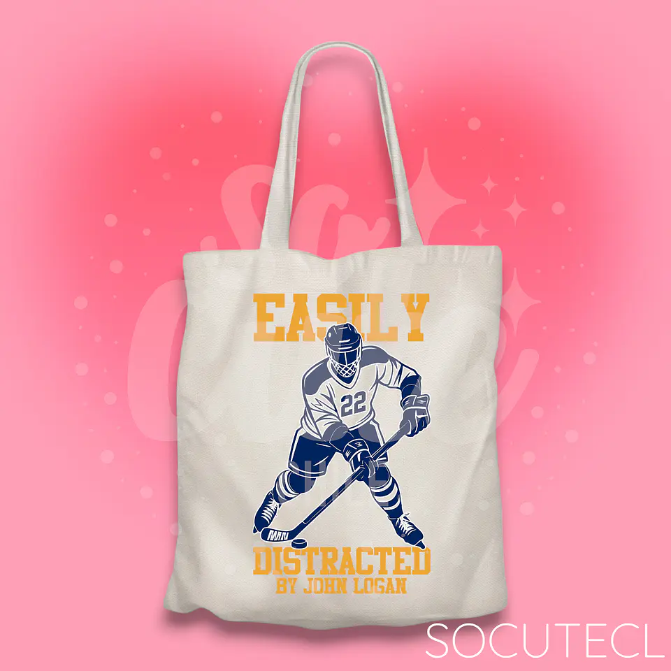 TOTE BAG J. LOGAN EASILY DISTRACTED - HOCKEY BOYS 1