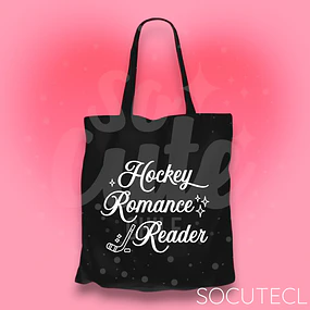 TOTE BAG HOCKEY ROMANCE READER - HOCKEY BOYS - NEGRO