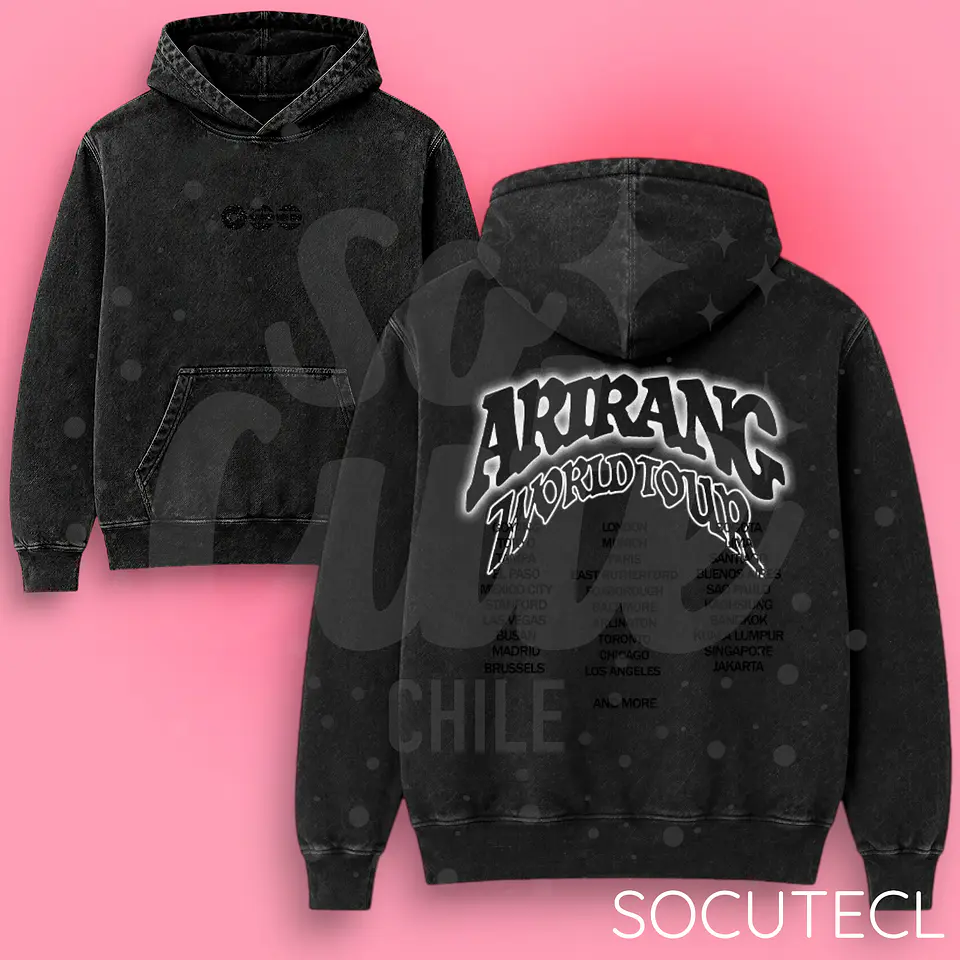 POLERON BOXY FIT CANGURO BTS ARIRANG WORLD TOUR (DTG ESPALDA + FRENTE GLITTER) 1