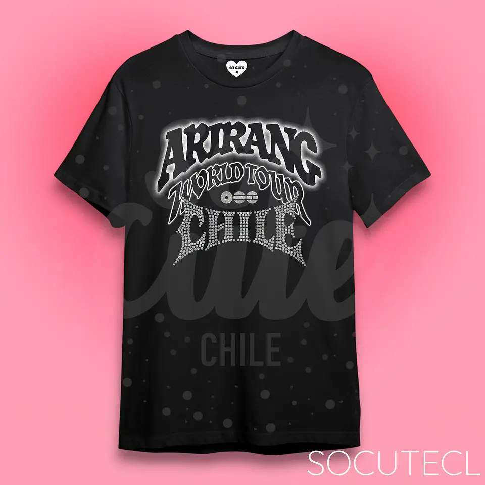 POLERA BTS ARIRANG WORLD TOUR CHILE (DTG + GLITTER) 1
