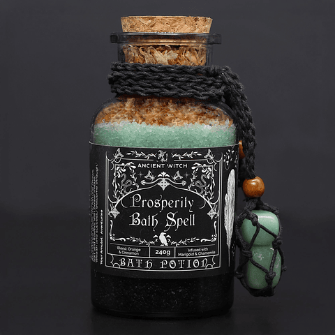 Bath Spell Potion & Aventurine Crystal Amulet - Prosperity