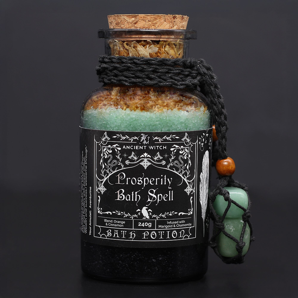 Bath Spell Potion & Aventurine Crystal Amulet - Prosperity 1