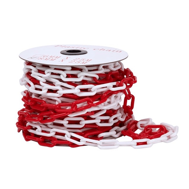 Cadena plástica Rojo-Blanca 25 mts. (Rollo) - V0047