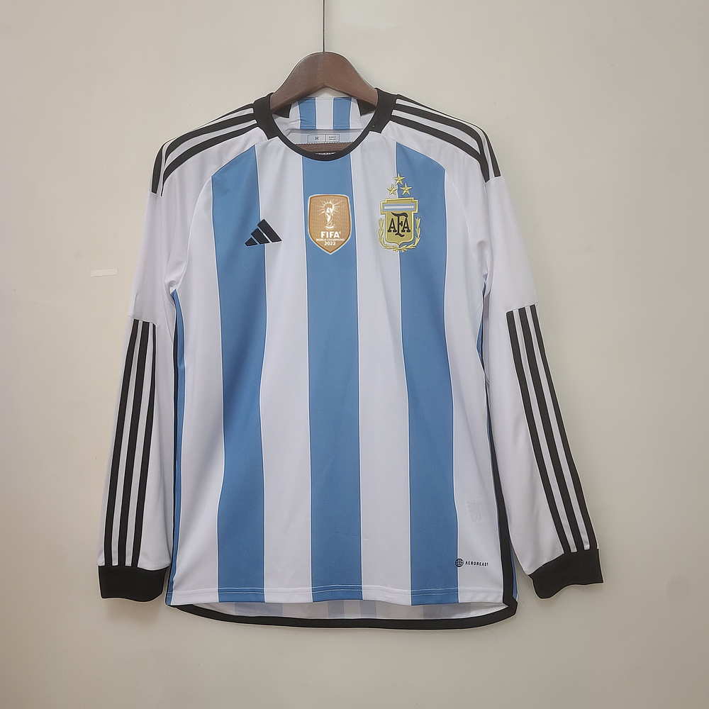 (N017) Camiseta 1º Argentina Campeona - Versión Fan - Manga Larga - 22/23